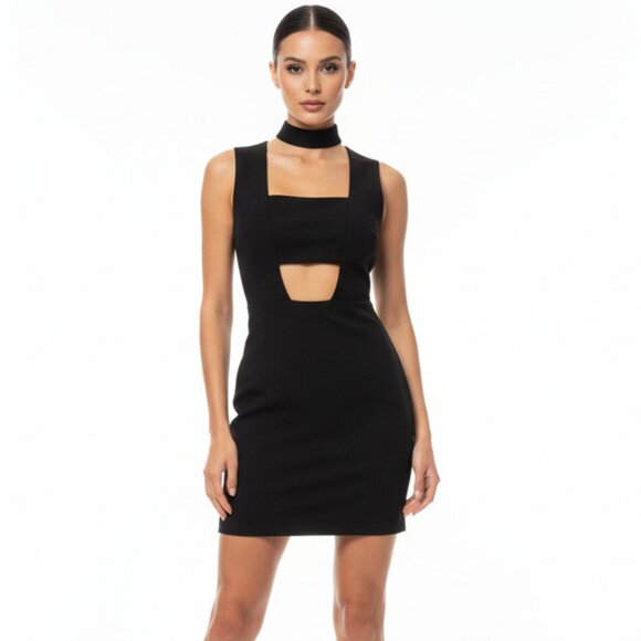 Lena Black Cut Out Dress Size Medium Going Out Party Cocktail Classy - Picture 1 of 5
